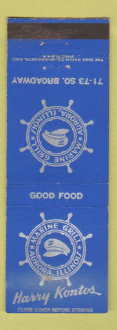 Matchbook Cover - Marine Grill Aurora IL Harry Kontos WEAR