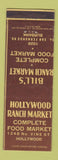 Matchbook Cover - Hollywood Ranch Market Burbank Hollywood CA