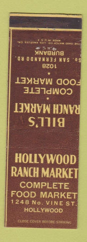 Matchbook Cover - Hollywood Ranch Market Burbank Hollywood CA