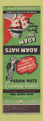 Matchbook Cover - Adam Hats Celebrity Back