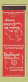 Matchbook Cover - King Edward Dining Room Pittsburgh PA