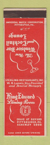 Matchbook Cover - King Edward Dining Room Pittsburgh PA