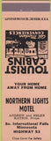 Matchbook Cover - Northern Lights Motel South International Falls MN peach