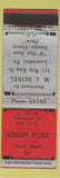 Matchbook Cover - Simon Pure Cigars MJ Seibel Lancaster PA