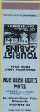 Matchbook Cover - Northern Lights Motel South International Falls MN blue