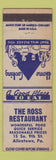 Matchbook Cover - Ross Restaurant Allentown PA