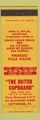 Matchbook Cover - Dutch Cupboard Gettysburg PA WEAR #1