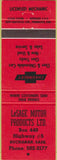 Matchbook Cover - LaSage Motor Co Chevrolet Buchanan SK