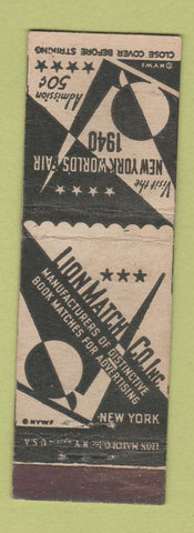 Matchbook Cover - 1939-40 New York World's Fair Lion Match BLACK #1 WEAR