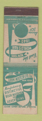 Matchbook Cover - 1939-40 New York World's Fair Lion Match GREEN #2 WEAR