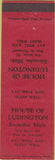 Matchbook Cover - House of Ludington Escanaba MI