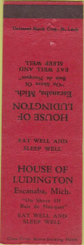 Matchbook Cover - House of Ludington Escanaba MI
