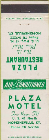 Matchbook Cover - Plaza Motel Hopkinsville KY