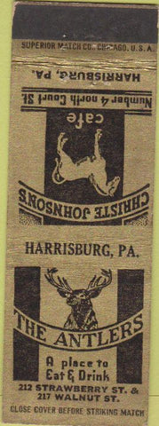 Matchbook Cover - Antlers Restaurant Harrisburg PA 30's