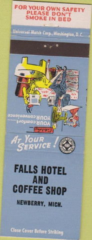Matchbook Cover - Falls Hotel Coffee Shop Newberry MI