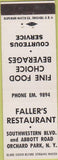Matchbook Cover - Faller's Restaurant Orchard Park NY