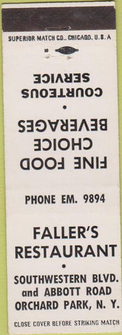 Matchbook Cover - Faller's Restaurant Orchard Park NY