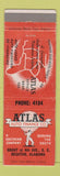 Matchbook Cover - Atlas Auto Finance Decatur AL low phone # WEAR