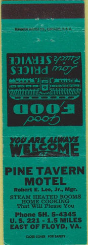 Matchbook Cover - Pine Tavern Motel Floyd VA green