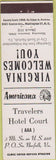 Matchbook Cover - Travelers Hotel Court South Norfolk VA