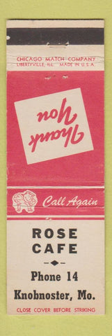 Matchbook Cover - Rose Cafe Knobnoster MO low phone #