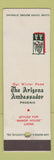 Matchbook Cover - Arizona Ambassador Phoenix AZ SAMPLE WEAR