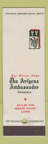 Matchbook Cover - Arizona Ambassador Phoenix AZ SAMPLE WEAR