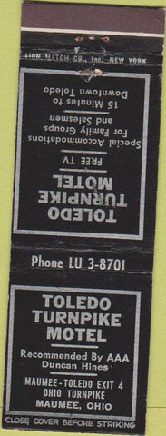 Matchbook Cover - Toledo Turnpike Motel Maumee OH