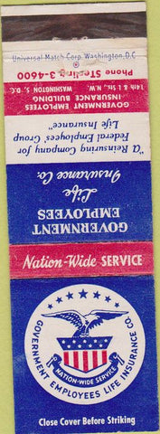Matchbook Cover - US Government Insurance Washington DC