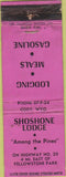 Matchbook Cover - Shoshone Lodge Yellowstone Park WEAR