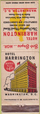Matchbook Cover - Hotel Harrington Washington DC