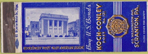 Matchbook Cover - Koch Conley American Legion Scranton PA