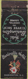 Matchbook Cover - Hotel Burlington Washington DC WORN