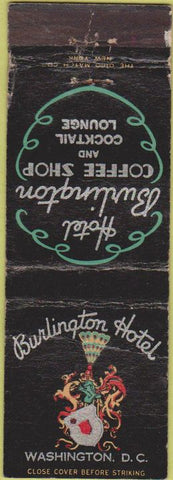 Matchbook Cover - Hotel Burlington Washington DC WORN