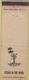 Matchbook Cover - Cedar In the Wind NO TOWN DC? Baltimore?