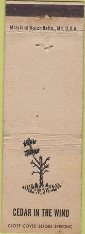 Matchbook Cover - Cedar In the Wind NO TOWN DC? Baltimore?