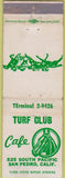 Matchbook Cover - Turf Club San Pedro CA Horse Racing WEAR