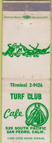 Matchbook Cover - Turf Club San Pedro CA Horse Racing WEAR