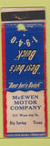 Matchbook Cover - 1940 Buick McEwen Big Spring TX POOR BACK