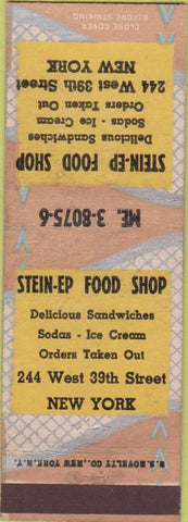 Matchbook Cover - Stein Ep Food Shop New York City tan/yellow