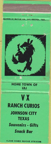 Matchbook Cover - VX Ranch Curios Johnson City TX cowboy