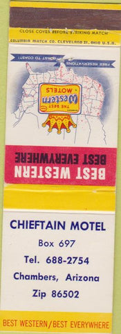 Matchbook Cover - Chieftain Motel Chambers AZ