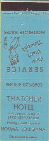 Matchbook Cover - Thatcher Hotel Houma LA blue