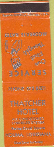 Matchbook Cover - Thatcher Hotel Houma LA orange