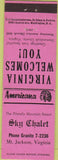 Matchbook Cover - Sky Chalet Mount Jackson VA