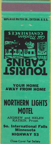 Matchbook Cover - Northern Lights Motel South International Falls MN