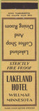 Matchbook Cover - Lakeland Hotel Willmar MN