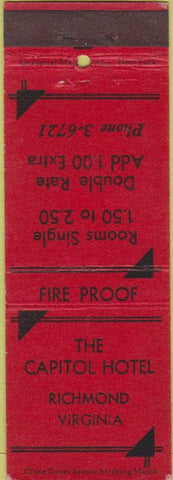 Matchbook Cover - Capitol Hotel Richmond VA