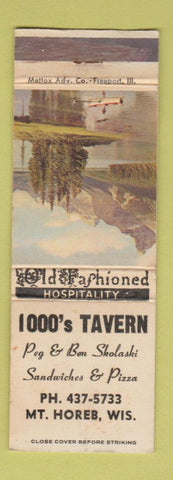 Matchbook Cover - 1000's Tavern Mount Horeb WI WORN