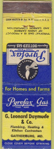 Matchbook Cover - Pyrofax Gas Gaithersburg MD